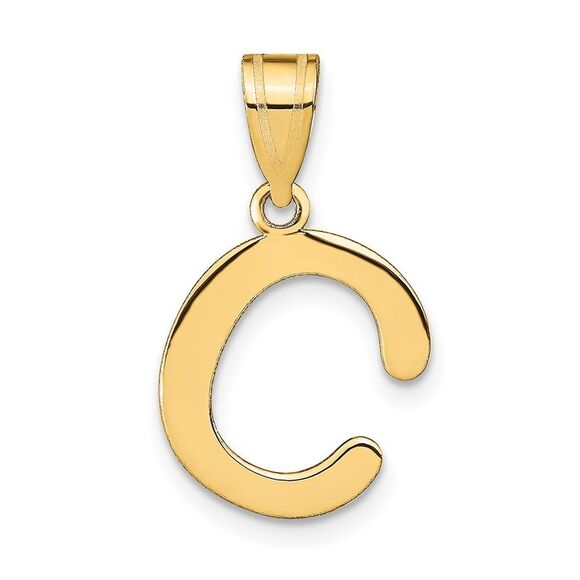 Kazi Luxury 14k Yellow Gold Polished Bubble Letter C Initial Pendant